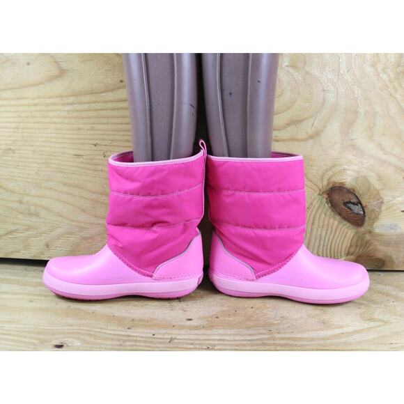 New Crocs Boots Womens 7 Pink Lodgepoint Snow Mid Calf Boot J5 - Picture 4 of 8